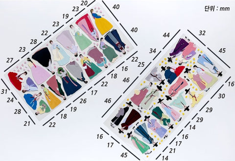Korean Traditional House & Clothes Seal Sticker + Masking Tape SET