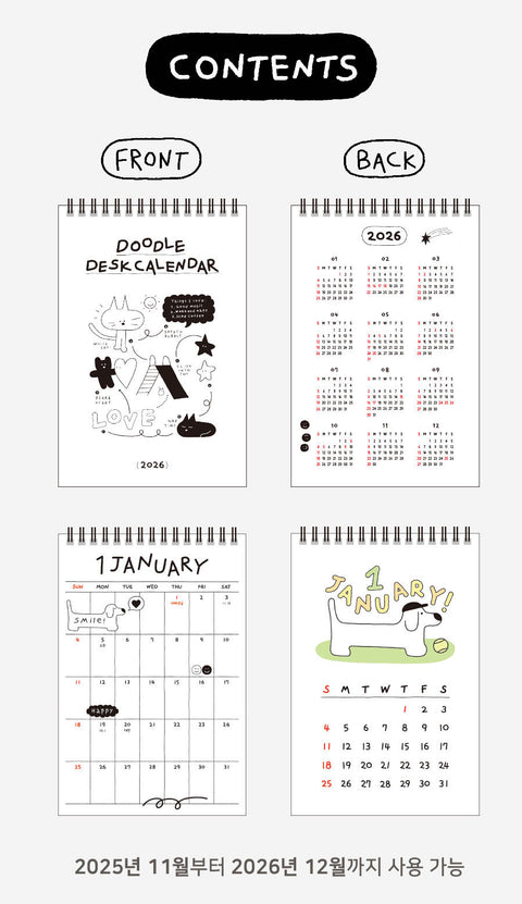 2026 Doodle Desk Calendar
