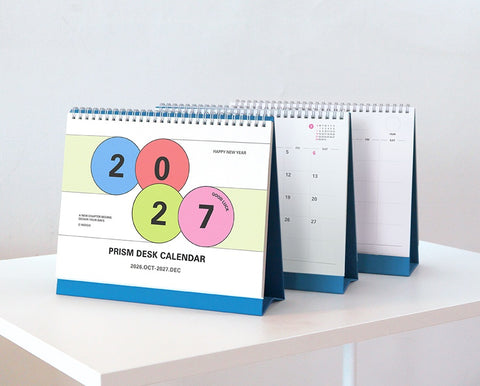 2027 PRISM Desk Calendar (OCT.2026-DEC.2027) | Dated + Undated Planner