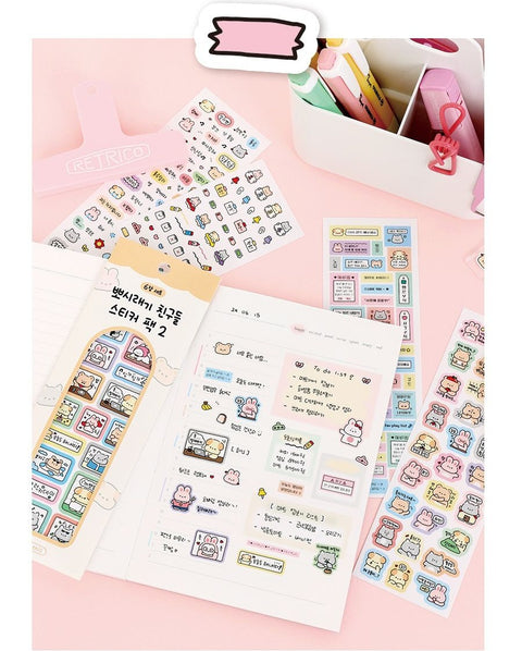 Cute Animal Friends Sticker Pack | 6sheets