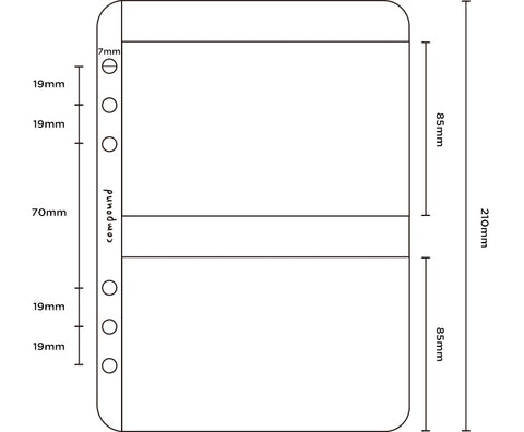 A5 Compound 6 Ring 2 Pocket PVC Inserts | A5 Refills Archive Storage
