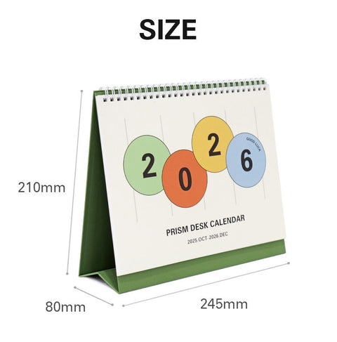 2026 PRISM Desk Calendar (OCT.2025-DEC.2026) | Dated + Undated Planner