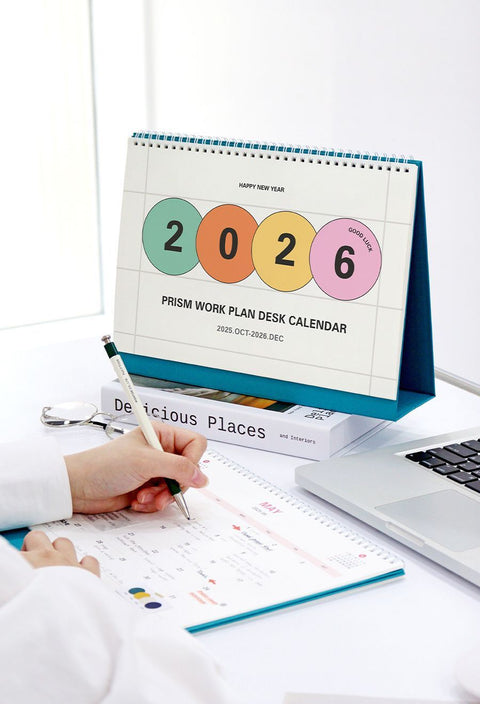 2026 PRISM Work Plan Desk Calendar (OCT.2025-DEC.2026) | Dated + Undated Planner