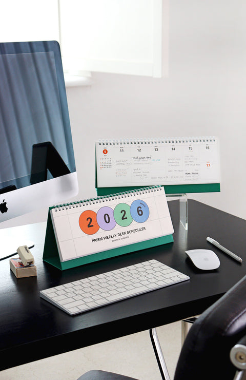2026 PRISM Horizontal Weekly Desk Scheduler | Desk Calendar