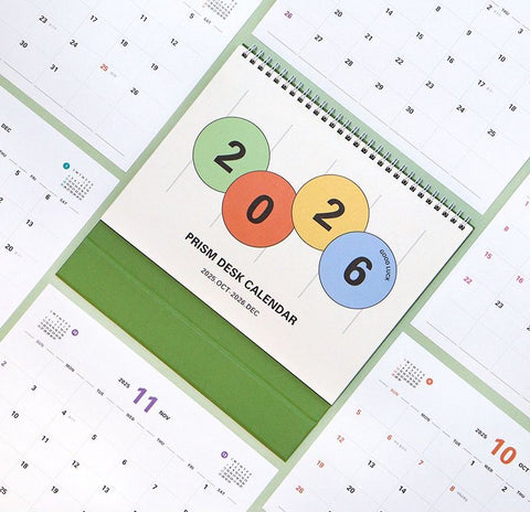 2026 PRISM Desk Calendar (OCT.2025-DEC.2026) | Dated + Undated Planner