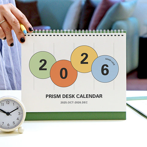 2026 PRISM Desk Calendar (OCT.2025-DEC.2026) | Dated + Undated Planner