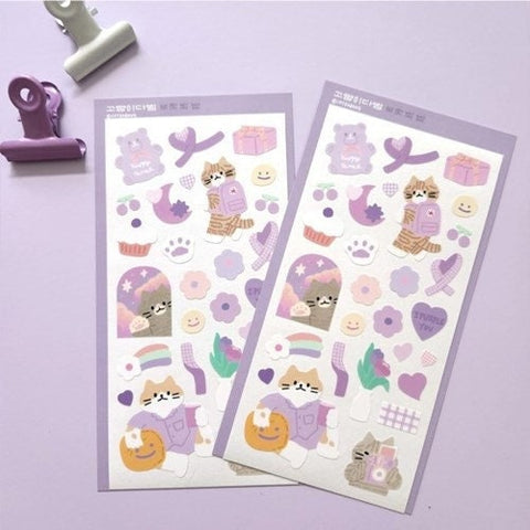 Purple Night Cat Seal Sticker | Kitty Deco Sticker