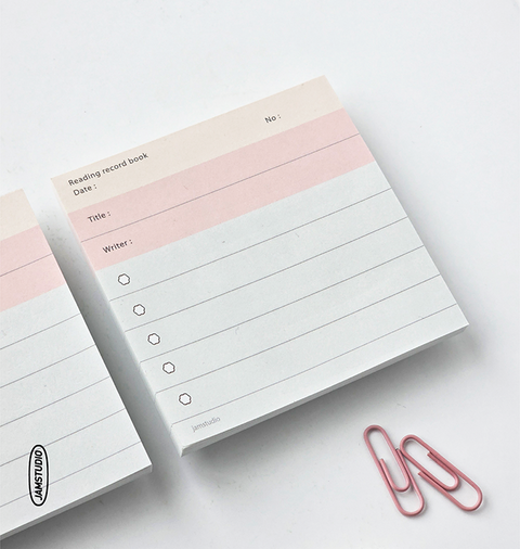 Reading Record Book Memo Pad