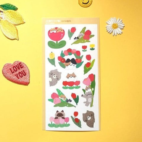 Tulip Cat Seal Sticker | Kitty Deco Sticker