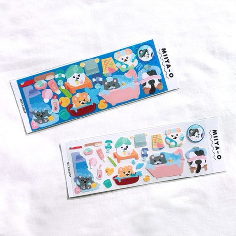 Miiya-o Bath Day Seal Sticker | Kitty Cat Deco Sticker