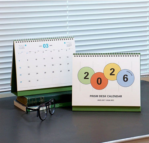 2026 PRISM Desk Calendar (OCT.2025-DEC.2026) | Dated + Undated Planner