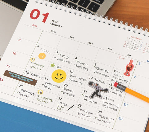 2026-2027 Desk Calendar + Undated Scheduler (2026.7 - 2027.12)