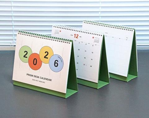 2026 PRISM Desk Calendar (OCT.2025-DEC.2026) | Dated + Undated Planner