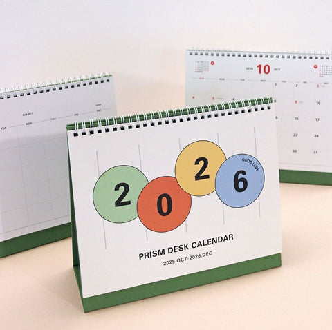 2026 PRISM Desk Calendar (OCT.2025-DEC.2026) | Dated + Undated Planner