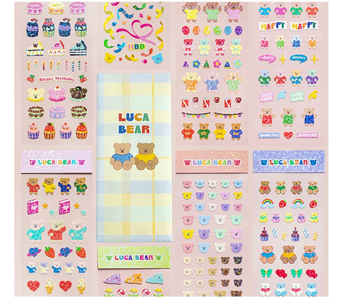Luca Bear Seal Sticker Pack Set | 8sheets