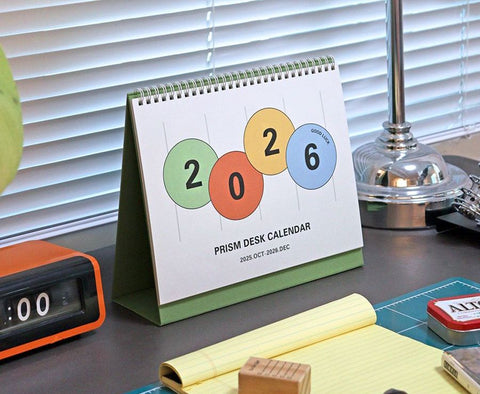2026 PRISM Desk Calendar (OCT.2025-DEC.2026) | Dated + Undated Planner