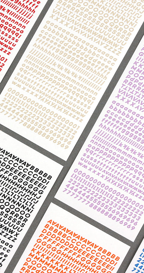 Gothic Italic Alphabet Number Stickers Set | 14sheets