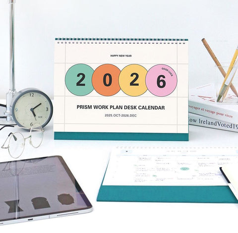 2026 PRISM Work Plan Desk Calendar (OCT.2025-DEC.2026) | Dated + Undated Planner