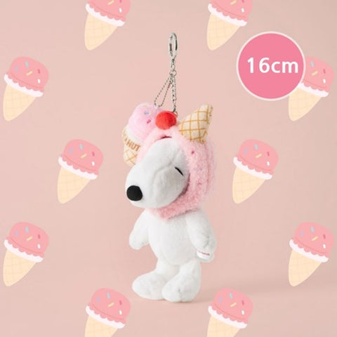 Peanuts Snoopy Strawberry Ice Cream Key Ring 16cm