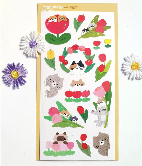 Tulip Cat Seal Sticker | Kitty Deco Sticker