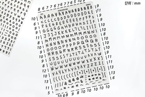Transparent Alphabet Stickers SET | 2sheets