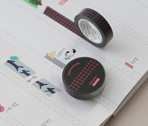 Crayon Check Black Pink Masking Tape