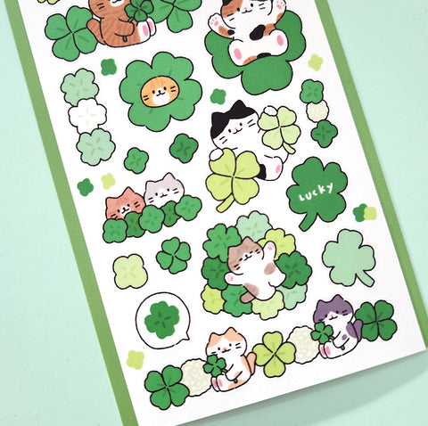 Lucky Clover Seal Sticker | Kitty
