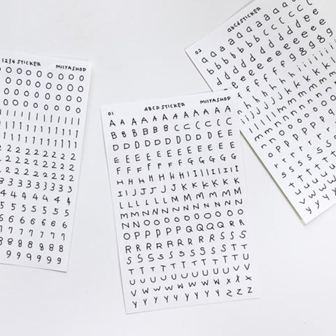 Uncut Thin Handwritten Alphabet Sticker | 9sheets