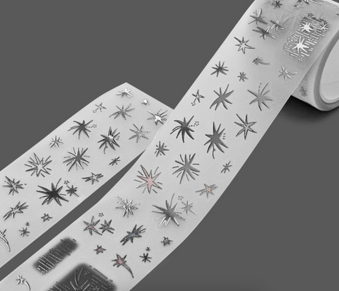 GLEN Shooting Star Silver Foiled Kiss Cut Tape | Sticker