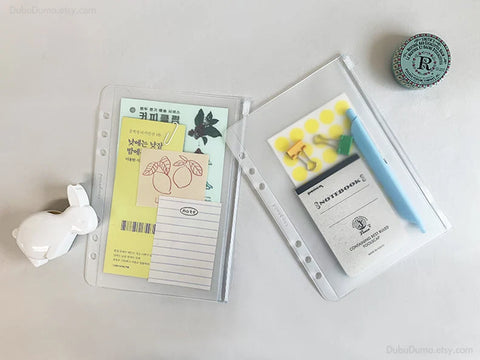 A5 Compound 6 Ring Zipper Pocket Inserts | A5 Refills