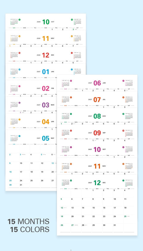 2027 PRISM Desk Calendar (OCT.2026-DEC.2027) | Dated + Undated Planner