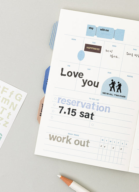 LIFE & PIECES Vintage Typo Sticker Pack | 6sheets