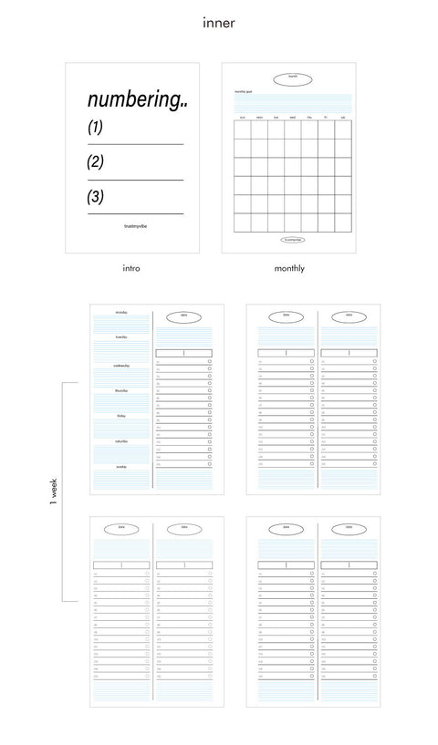 Numbering Weekly Planner _ 6 month