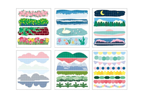 Underline Sticker Set | un cut lines stickers | 18sheets
