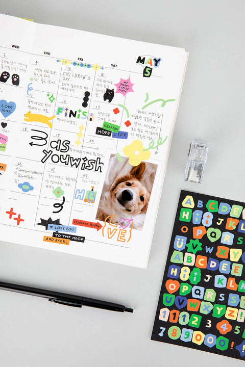 Little Things Cutting Color Typo Sticker Pack | 6sheets