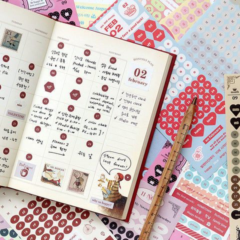 Month Week Day Antique Sticker Pack v.2 | 24sheets