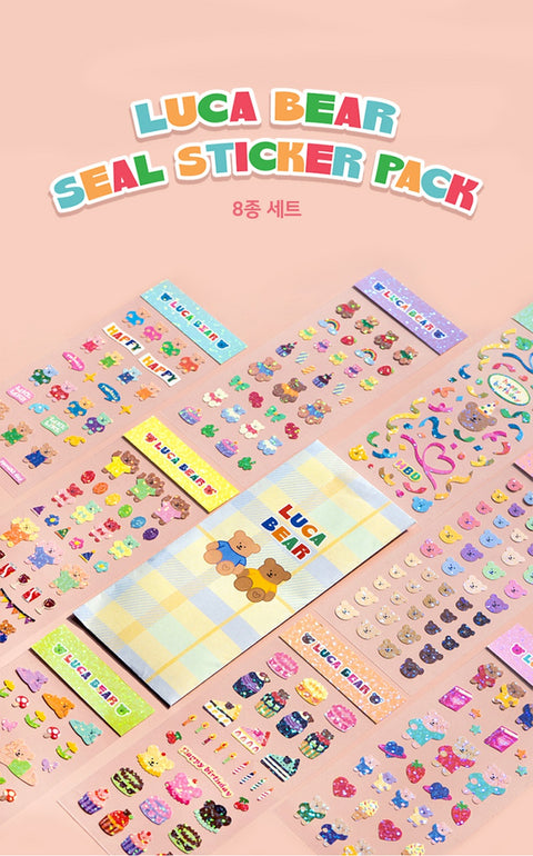 Luca Bear Seal Sticker Pack Set | 8sheets