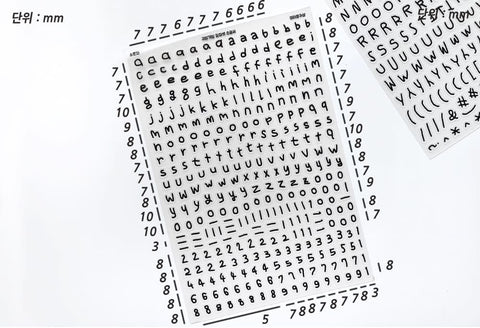 Transparent Alphabet Stickers SET | 2sheets