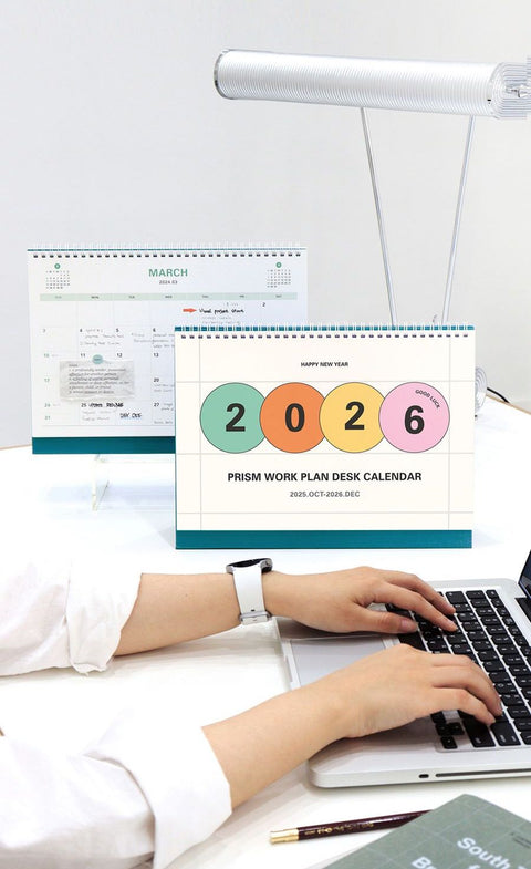 2026 PRISM Work Plan Desk Calendar (OCT.2025-DEC.2026) | Dated + Undated Planner