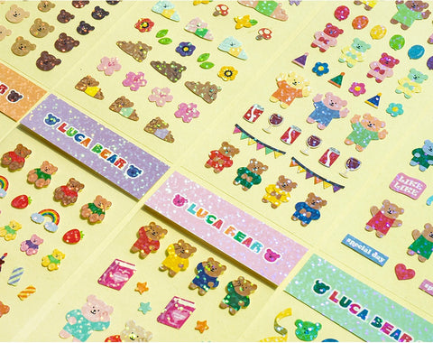 Luca Bear Seal Sticker Pack Set | 8sheets