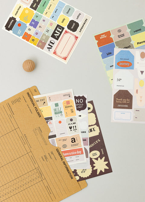 LIFE & PIECES Vintage Label Sticker Pack | 6sheets