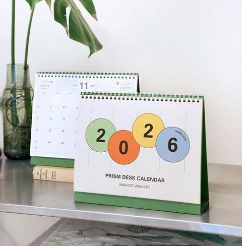 2026 PRISM Desk Calendar (OCT.2025-DEC.2026) | Dated + Undated Planner