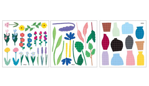 Flowering Plant Sticker Set | un cut lines stickers | 15sheets