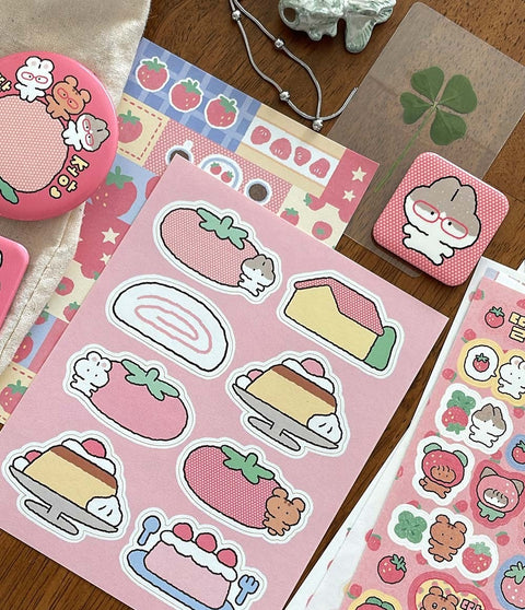 YOON GOO Strawberry Sticker Pack | Planner Deco Sticker