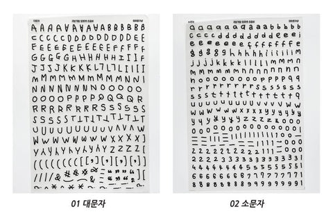 Transparent Alphabet Stickers SET | 2sheets