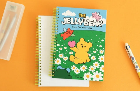 Twin Ring Grid Notebook - 05 Jelly Bear