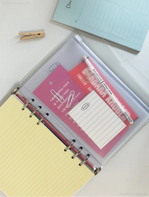 A5 Compound 6 Ring Zipper Pocket Inserts | A5 Refills