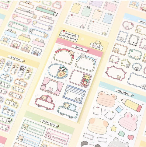 Cute Animal Friends Memo Sticker Pack | 8sheets