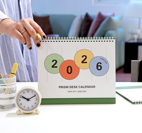 2026 PRISM Desk Calendar (OCT.2025-DEC.2026) | Dated + Undated Planner