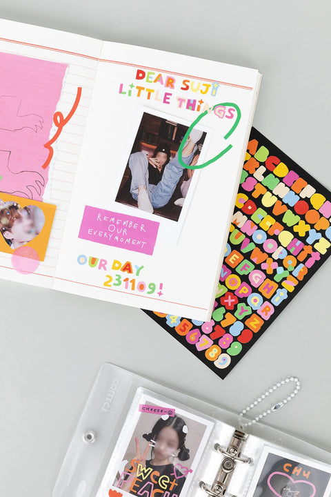 Little Things Cutting Color Typo Sticker Pack | 6sheets